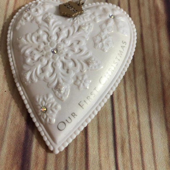 Hallmark 2014 - Our First Christmas - Porcelain Heart - Keepsake Ornament - EUC - Picture 2 of 7